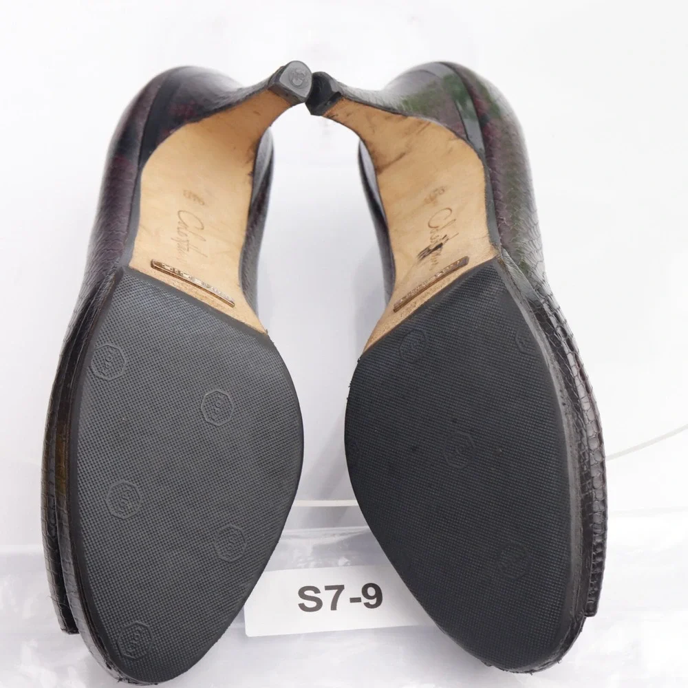 Cole Haan Womens Air Chelsea Pumps Size 9.5 Burgundy Brown Python Dress Shoes